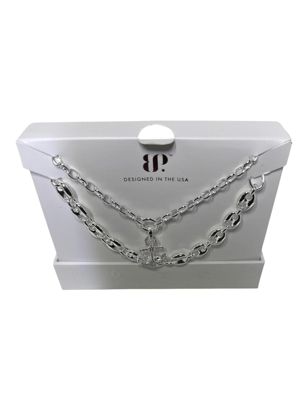 Bomb Party Nautical Dreams Silver Plated Necklace with Cubic Zirconia Pendant